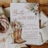 Western Cowgirl Rustic Boots Bubbly Bridal Shower Invitation | Terracotta Boho Invite Template Printable