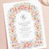 Colorful Wildflower Wedding Invitation Set Template | Floral Spring Summer Wedding Invite Card Colorful Wildflower Wedding Invitation Template Canva | Floral Arch Wedding Invite