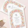 Colorful Wildflower Wedding Invitation Set Template | Floral Spring Summer Wedding Invite Card Colorful Wildflower Wedding Invitation Template Canva | Floral Arch Wedding Invite