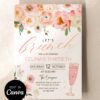 Elegant Watercolor Floral Birthday Brunch Invitation | Editable Canva Template Blush Pink Peach Flowers | Brunch and Bubbly Invite