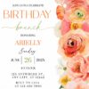Citrus 30th Birthday Brunch Invitation Template | Canva Editable Orange Floral Brunch and Bubbly | Birthday Party Invite