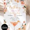 Floral Bubbly 30th Birthday Brunch Invitation | Orange Floral Brunch & Bubbly Invite Editable Canva Template