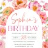 Elegant Soft Pink Floral Birthday Brunch Invitation Canva Template