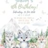 Mountain Woodland Animals Birthday Invitation | Kids Party Forest Invite Card Template Canva