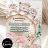 Woodland Animals Birthday Invitation Canva Editable | Cute Forest Friends Invite Template Printable