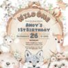 Wild One Forest Friends Birthday Invitation | Rustic Wood Slice Wildflower Meadow Animals Canva Editable Template Wild One Forest Friends Birthday Invitation | Rustic Wood Slice Wildflower Meadow Animals Canva Editable Template