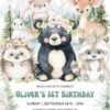 Snowy Mountain Forest Birthday Invitation Canva Editable Template | Floral Forest Friends Watercolor Invite Snowy Mountain Forest Birthday Invitation Canva Editable Template | Floral Forest Friends Watercolor Invite