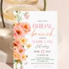 Peach Floral Bridal Brunch Invitation | Pink Wedding Shower Invite | Editable Canva Template | Bubbly Brunch Party