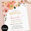 Romantic Peach Blossom Bridal Brunch Invitation Canva Template | Soft Pink Floral Wedding Shower Invite Romantic Peach Blossom Bridal Brunch Invitation Canva Template | Soft Pink Floral Wedding Shower Invite