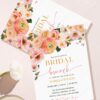 Romantic Peach Blossom Bridal Brunch Invitation Canva Template | Soft Pink Floral Wedding Shower Invite
