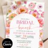 Elegant Rose Floral Bridal Brunch Invitation Template | Soft Pink Luncheon Invite Canva Editable Printable