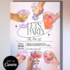 Modern Party Birthday Invitation Template | Cheers Cocktails Drinks Celebration 25th Birthday Canva Editable