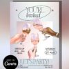 Elegant Chic Party Invitation Template Canva | Minimalist Wine Celebration Birthday Party Invite Editable