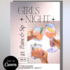 Paint and Sip Girls Night Party Invitation Template | Cocktails Birthday Party Invitation | Canva Editable Template CVCP003 Paint and Sip Girls Night Party Invitation Template 1