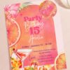 Tropical Disco Birthday Invitation Hibiscus Flowers Summer | Vibrant Island Party Invite Template Canva
