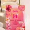 Pink Tropical Birthday Brunch Invitation Card | Disco Ball Hibiscus Floral Party Template Pink Tropical Birthday Brunch Invitation Card | Disco Ball Hibiscus Floral Party Template