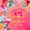 Pink Tropical Pool Party Birthday Invitation | Disco Ball Martini Cocktail Summer Bash Canva Editable Template Pink Tropical Pool Party Birthday Invitation | Disco Ball Martini Cocktail Summer Bash Canva Editable Template