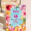 Pool Cocktail Party Birthday Invitation | Tropical Summer Birthday Invite Card Canva Editable Template Tropical Pool Party Birthday Invitation | Cocktail Summer Birthday Invite Card Canva Editable Template