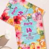Tropical Pool Party Birthday Invitation | Cocktail Summer Birthday Invite Card Canva Editable Template