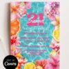 Tropical Beach Club Birthday Invitation Template Printable | Cocktail Pool Party Invite Card Editable Tropical Beach Club Birthday Invitation Template Printable | Cocktail Pool Party Invite Card Editable