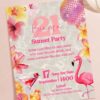 Tropical Flamingo Sunset Party Birthday Invitation | Cocktail Pool Bash Party Invite Canva Editable Template Tropical Flamingo Sunset Party Birthday Invitation | Cocktail Pool Bash Party Invite Canva Editable Template