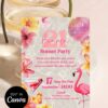 Tropical Flamingo Sunset Party Birthday Invitation | Cocktail Pool Bash Party Invite Canva Editable Template