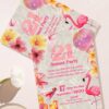 Tropical Flamingo Sunset Party Birthday Invitation | Cocktail Pool Bash Party Invite Canva Editable Template
