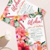 Tropical Flamingo Aloha Birthday Invitation Canva Template | Hibiscus Cocktail Summer Birthday Party Invite Card Editable Tropical Flamingo Aloha Birthday Invitation Canva Template | Hibiscus Cocktail Summer Birthday Party Invite Card Editable