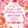 Vibrant Exotic Tropical Disco Birthday Invitation | Editable Summer Beach Floral Party Invite Card Canva Template Vibrant & Exotic Tropical Disco Birthday Invitation | Summer Beach Floral Canva Editable Template