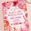 Vibrant & Exotic Tropical Disco Birthday Invitation | Summer Beach Floral Canva Editable Template
