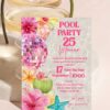 Energetic Tropical Disco Pool Party Invitation | Summer Birthday Splash Invite Card Canva Editable Template