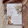 Western Cowboy Boot Boho Save the Date Card Template | Rustic Terracotta Wedding Save the Dates with Photo