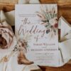 Rustic Western Wedding Invitation Template | Terracotta Fall Wedding Invite Card | Boho Cowboy Boots Pampas Grass