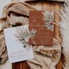 Boho Rust Cowboy Boot Wedding Invitation Template | Southwestern Terracotta Fall Wedding Invite Card