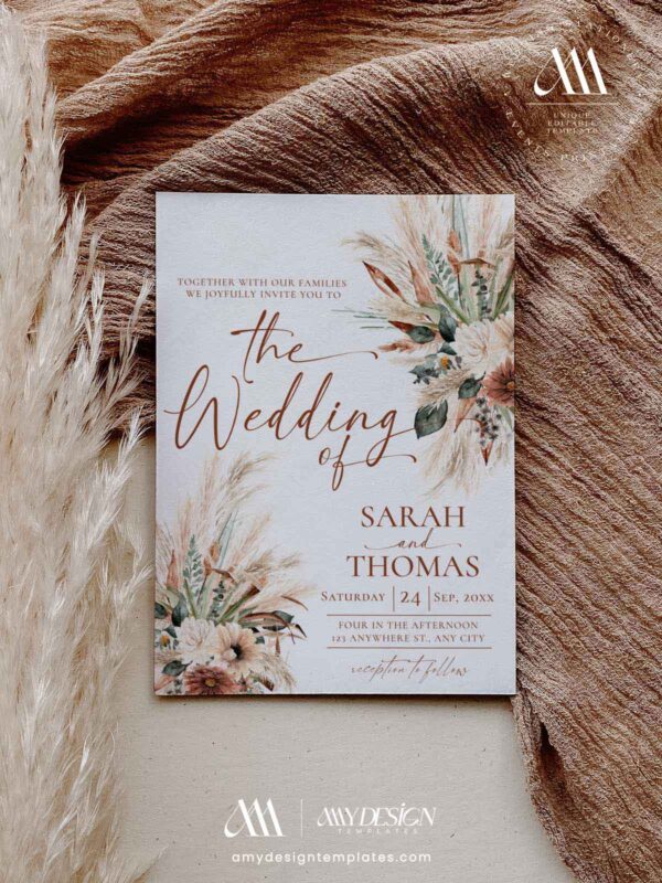 Rustic Fall Wedding Invitation Card Template