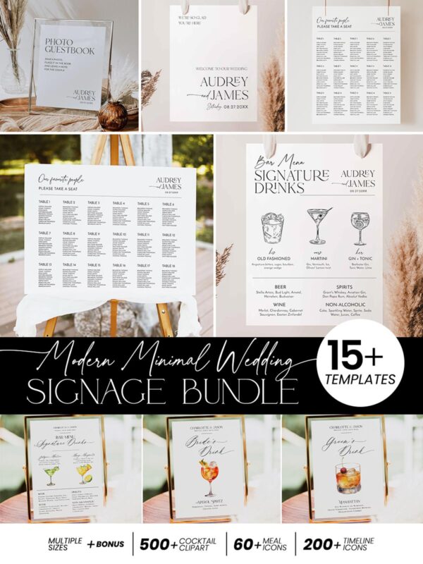 Minimal Wedding Signage Template | Printable Signs Bundle