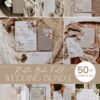 Rustic Boho Fall Wedding Invitations Template Bundle - 50+ DIY Printable Wedding Stationery Printable | Earthy Tan Bohemian Pampas Grass