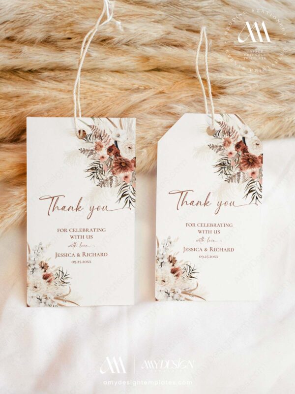 Rustic Boho Fall Wedding Invitations Template Bundle | Earthy Tan Wedding Stationery Printable Thank You Favor Tags Rustic Boho Fall Wedding Invitations Template Bundle - 50+ DIY Printable Wedding Stationery Printable | Earthy Tan Bohemian Pampas Grass