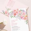 Pink Floral Wedding Invitation Template Set