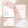 Pink Floral Wedding Invitation Template Set