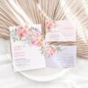 Pink Floral Wedding Invitation Template Set