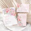 Pink Floral Wedding Invitation Template Set