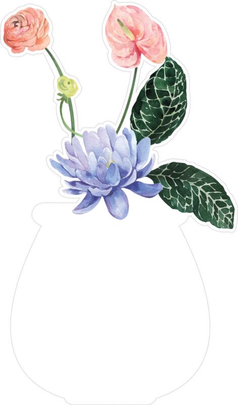 Free Printable Watercolor Flower Vase Blank Calendars: 12 Monthly Floral PNGs Transparent FREE CD011 Free Printable Watercolor Flower Vase Blank Calendars Amy Design Templates 3