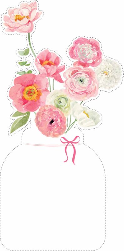 Free Printable Blank Calendar Flowers Vase PNG: 12 Monthly Floral (Print & Cut) Hand-painted watercolor flowers in a mason jar, free printable floral desk calendar, blank DIY template