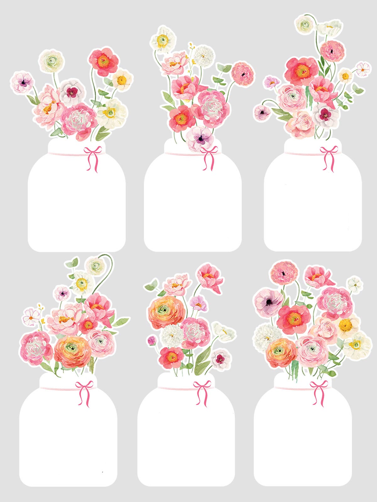 Free Printable Blank Calendar Flowers Vase PNG: 12 Monthly Floral (Print & Cut) Free Blank Calendar Flowers Vase Printable