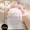 Elegant Floral Arch Birthday Brunch Invitation | Daisy Garden Girl Birthday Party Invite Card | Editable Canva Template