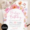 Pink Orange Floral Birthday Brunch Invitation Canva Template | Editable Girl Birthday Party Pink Orange Floral Birthday Brunch Invitation Canva Template | Editable Garden Party Invite | Colorful Wildflower Stationery