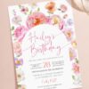 Pink Orange Floral Birthday Brunch Invitation Canva Template | Editable Girl Birthday Party Pink Orange Floral Birthday Brunch Invitation Canva Template | Editable Garden Party Invite | Colorful Wildflower Stationery