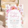 Pink Orange Floral Birthday Brunch Invitation Canva Template | Editable Garden Party Invite | Colorful Wildflower Stationery