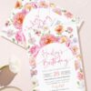 Pink Orange Floral Birthday Brunch Invitation Canva Template | Editable Girl Birthday Party Pink Orange Floral Birthday Brunch Invitation Canva Template | Editable Garden Party Invite | Colorful Wildflower Stationery